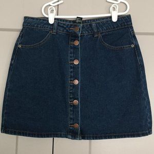 NWT Forever 21 Denim Button Skirt SZ L